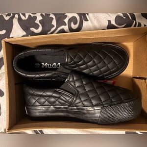 Mudd Quilted Black Kid’s Slip-On Loafers - New with Box